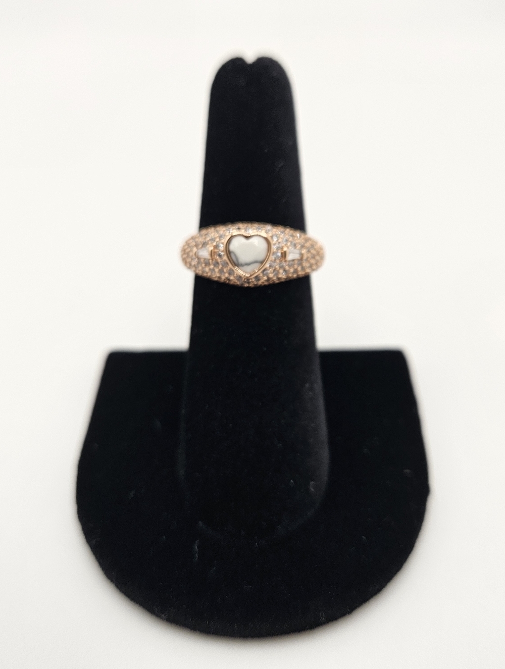 NWT BP OG Ring RG43689 "Hearts On Fire" Howlite Magnesite On Rose Gold Size 6